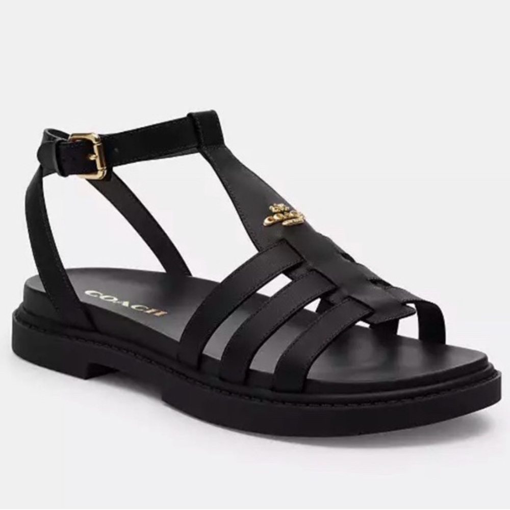 NWT Coach Franny Gladiator Leather Sandals in Black Size 7